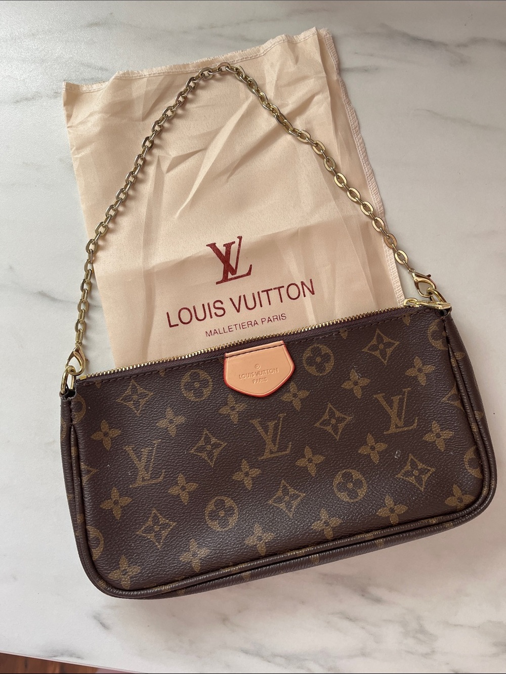 Louis Vuitton Brown and Gold Monogram Wristlet